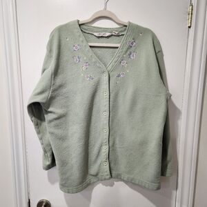 Vintage Cherokee Mint Green Fleece Cardigan